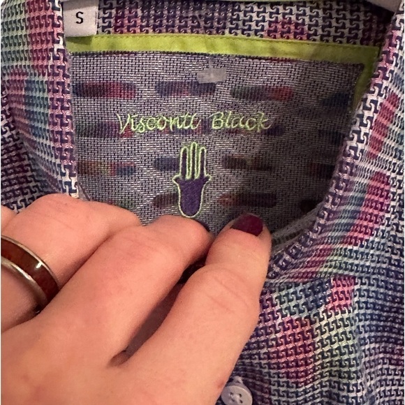 NEW Luciano Visconti Black, Multi-colored with flip cuffs, Men’s, Size Small - Picture 12 of 12